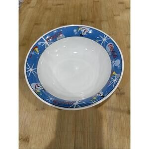 Coca-Cola Laughing Snowman Christmas 8" Vegetable Serving Bowl Holiday